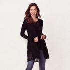 Women's Lc Lauren Conrad Scallop Lace Cardigan, Size: Xs, Black