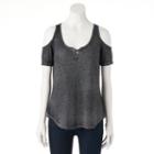 Women's Rock & Republic&reg; Cold-shoulder Tee, Size: Medium, Med Grey