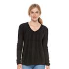 Women's Sonoma Goods For Life&trade; Cable Knit V-neck Sweater, Size: Xxl, Black