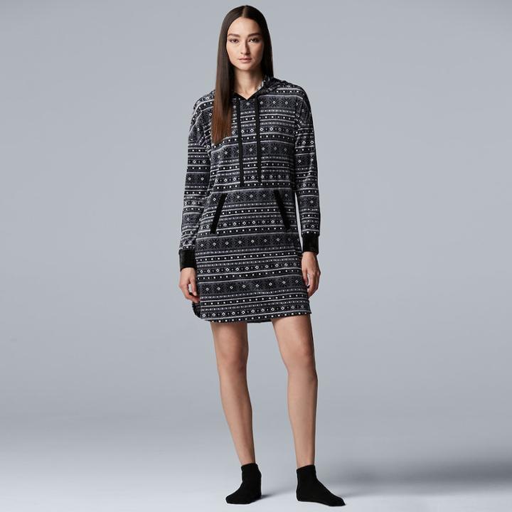 Women's Simply Vera Vera Wang Hooded Sleepshirt & Sock Set, Size: Medium, Oxford