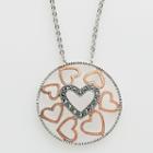 Lavish By Tjm 14k Rose Gold Over Silver And Sterling Silver Heart Pendant - Made With Swarovski Marcasite, Women's, Black