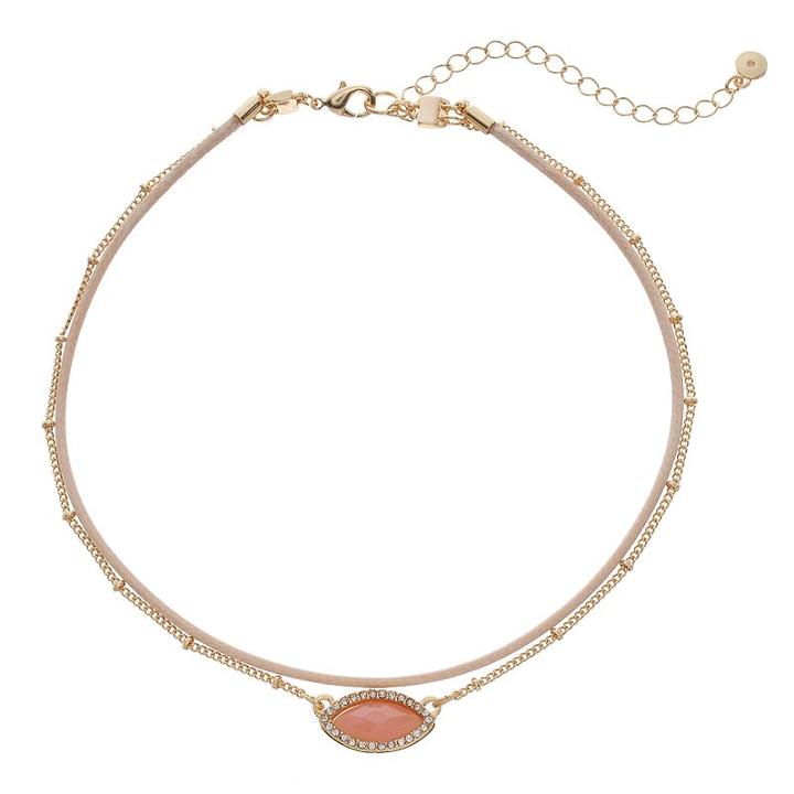 Lc Lauren Conrad Pink Marquise Double Strand Choker Necklace, Women's