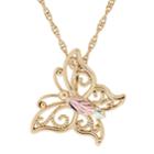Black Hills Gold Tri-tone Openwork Butterfly Pendant Necklace, Women's, Size: 18, Yellow
