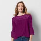 Women's Sonoma Goods For Life&trade; Embroidered Peasant Top, Size: Large, Med Purple