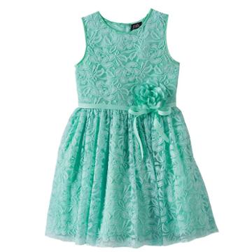 Girls Plus Size Lilt Flower Accent Lace Overlay Dress, Size: 14 1/2, Lt Green