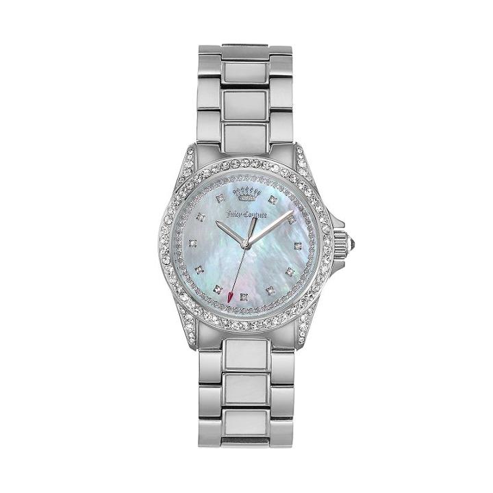 Juicy Couture Women's Charlotte Crystal & Mother-of-pearl Stainless Steel Watch - 1901498, Size: Medium, Silver