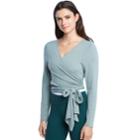 Women's Danskin Side Tie Long Sleeve Wrap, Size: Small, Dark Green