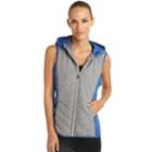 Women's Jockey Sport Ultimate Peak Hooded Puffer Vest, Size: Large, Gray Blue