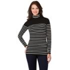 Women's Haggar Striped Turtleneck Sweater, Size: Large, Black