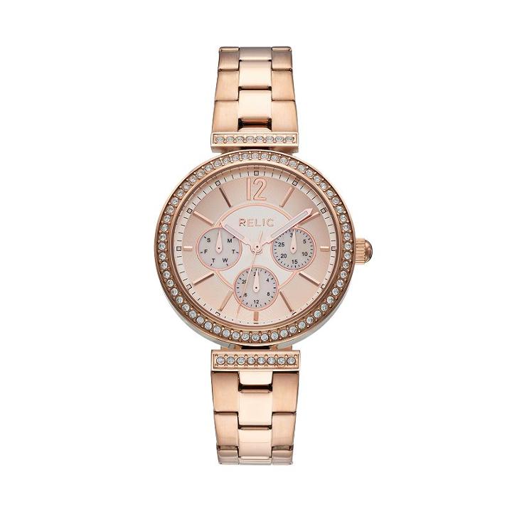 Relic Women's Harper Crystal Stainless Steel Watch, Size: Medium, Pink