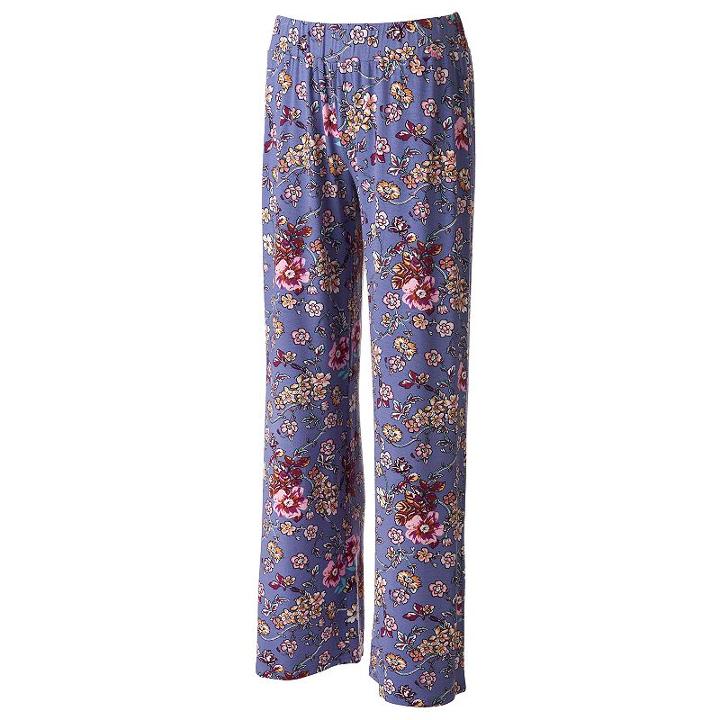 Juniors' Pink Rose Elastic Waist Wide Leg Pants, Teens, Size: Xs, Blue Other
