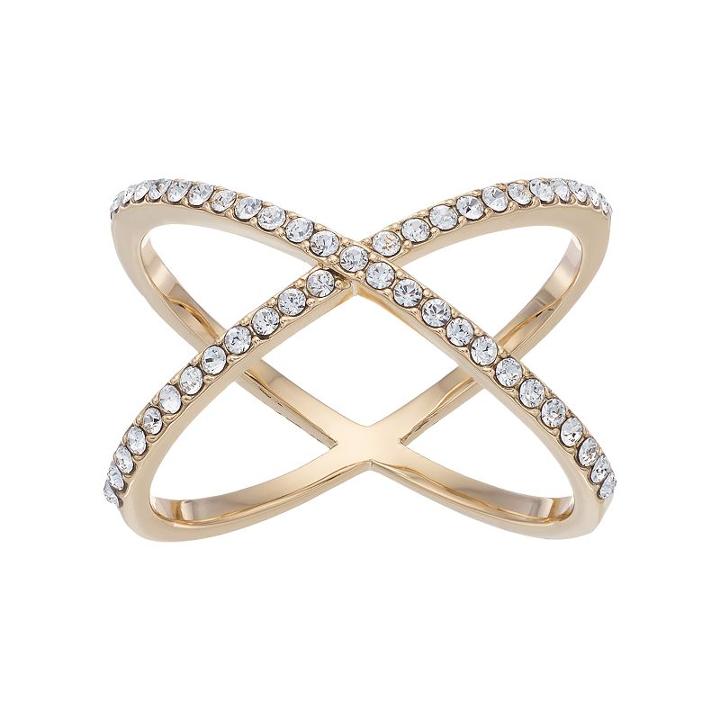 Brilliance X Ring With Swarovski Crystals, Women's, Size: 7, White