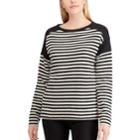 Women's Chaps Striped Crewneck Tee, Size: Xxl, Black