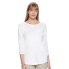 Women's Dana Buchman Pointelle Dolman Sweater, Size: Small, White Oth