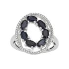 Sterling Silver Black Sapphire Oval Ring, Women's, Size: 8