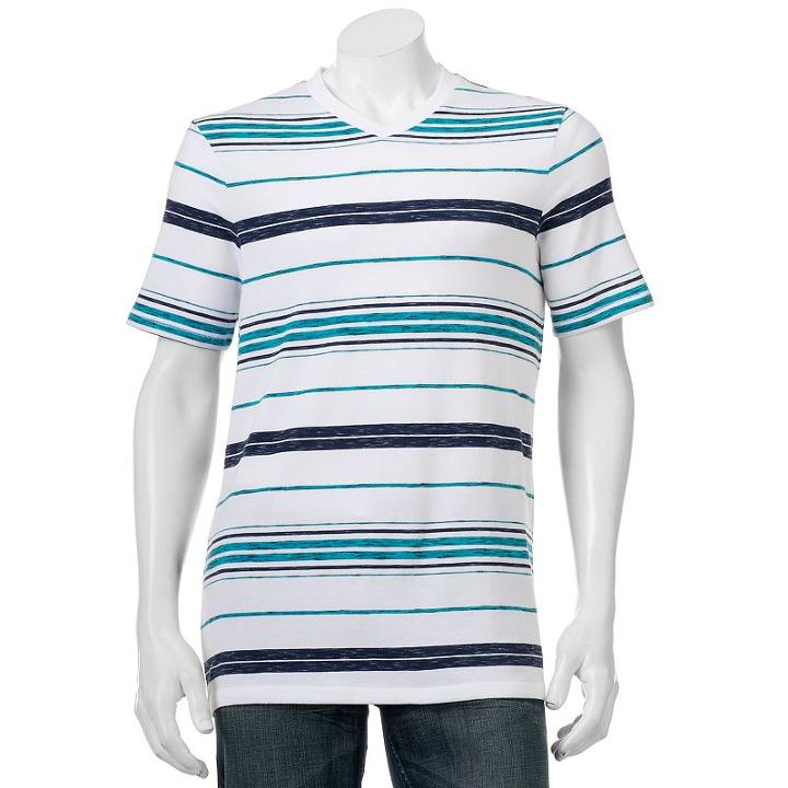 Big & Tall Urban Pipeline&reg; Maxflex Athletic-fit Striped V-neck Tee, Men's, Size: 3xl Tall, Turquoise/blue (turq/aqua)