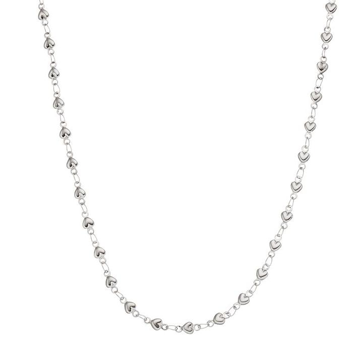 Blue La Rue Stainless Steel Heart Link Chain Necklace, Women's, Grey