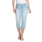 Plus Size Gloria Vanderbilt Jordyn Embroidered Capri Jeans, Women's, Size: 20 W, Light Blue