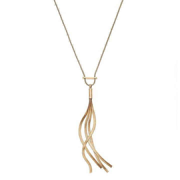 Simply Vera Vera Wang Long Omega Chain Tassel Y Necklace, Women's, Gold