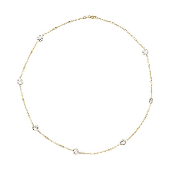 10k Gold Cubic Zirconia Station Necklace, Women's, Size: 18, White