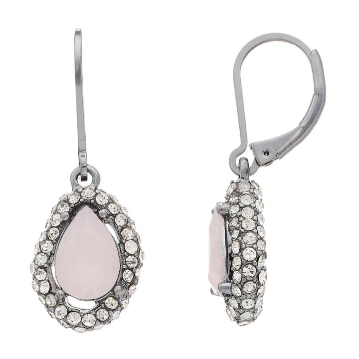 Simply Vera Vera Wang Pink & White Simulated Crystal Teardrop Earrings, Women's