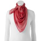 Chaps Dots & Stripes Square Scarf, Women's, Med Red