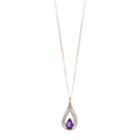 10k Rose Gold 1/8 Carat T.w. Diamond & Amethyst Teardrop Pendant, Women's, Size: 18, Purple