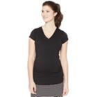 Maternity Oh Baby By Motherhood&trade; Ruched V-neck Tee, Women's, Size: Small, Black