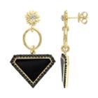 V19.69 Italia 18k Gold Over Silver Gemstone Triangle Drop Earrings, Women's, Black