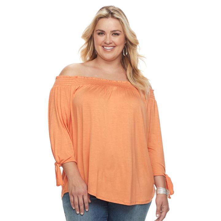 Plus Size French Laundry Smocked Off-the-shoulder Top, Women's, Size: 2xl, Orange Oth