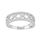 Journee Collection Sterling Silver Cubic Zirconia Flower Ring, Women's, Size: 6, Grey
