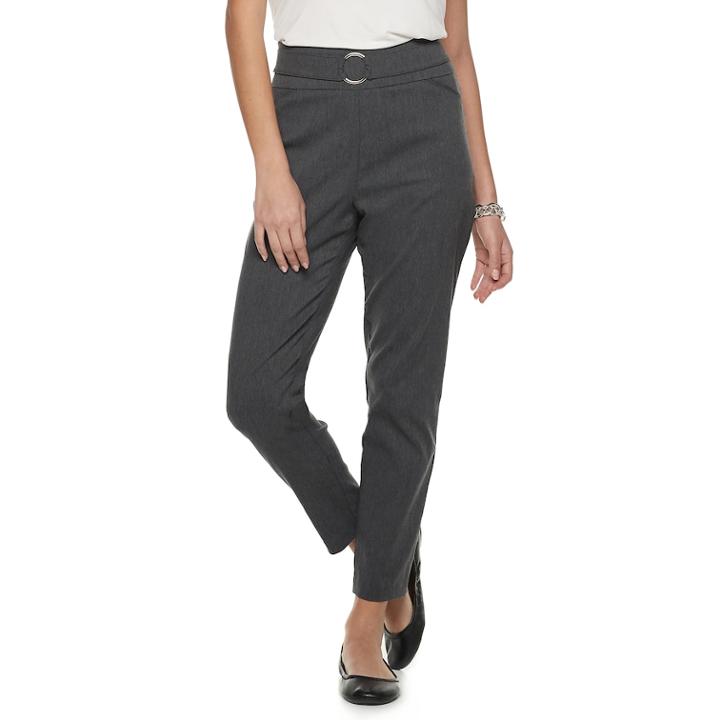 Women's Studio 253 Belted Millennium Ankle Pants, Size: Large, Grey (charcoal)