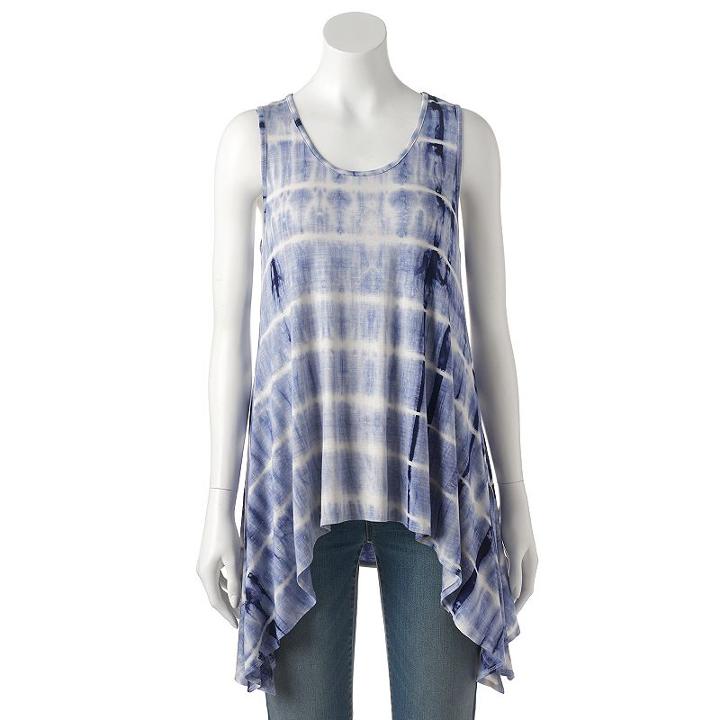 Women's Double Click Tie-dye Stripe Tank, Size: Medium, Blue
