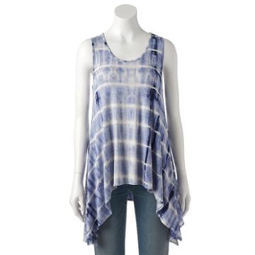 Women's Double Click Tie-dye Stripe Tank, Size: Medium, Blue