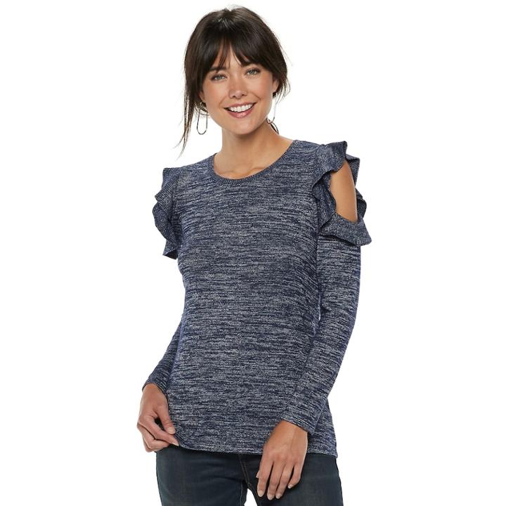 Women's Apt. 9&reg; Cold-shoulder Ruffle Top, Size: Xxl, Drk Purple