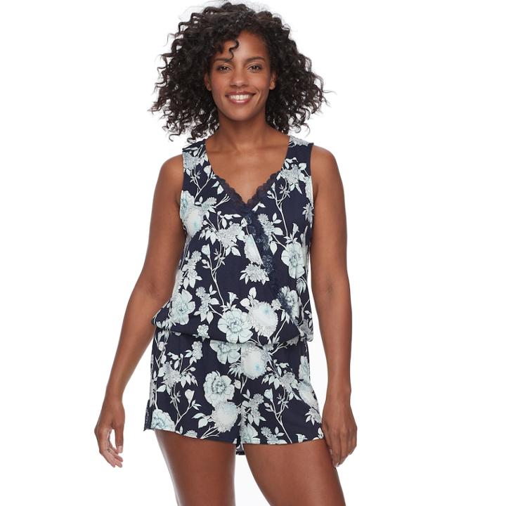 Women's Apt. 9&reg; Keyhole Back Romper, Size: Large, Blue