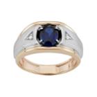 Men's Two Tone 10k Gold Lab-created Sapphire & Diamond Accent Ring, Size: 9, Blue