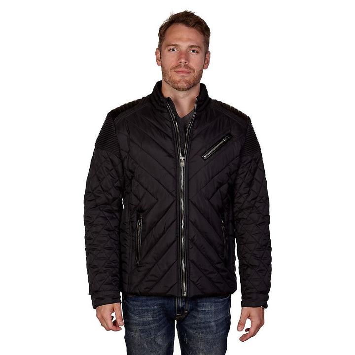 Men's Xray Quilted Moto Jacket, Size: Large, Black