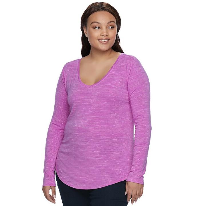 Juniors' Plus Size So&reg; V-neck Long Sleeve Tee, Teens, Size: 2xl, Med Purple