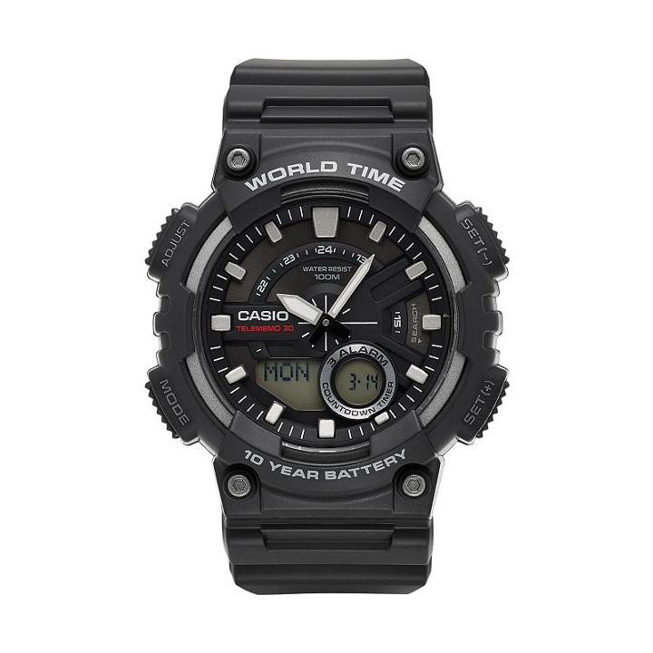 Casio Men's Telememo Analog-digital Watch - Aeq110w-1avcf, Black