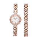 Armitron Women's Crystal X Link Watch & Bracelet Set - 75/5412wtrgst, Multicolor