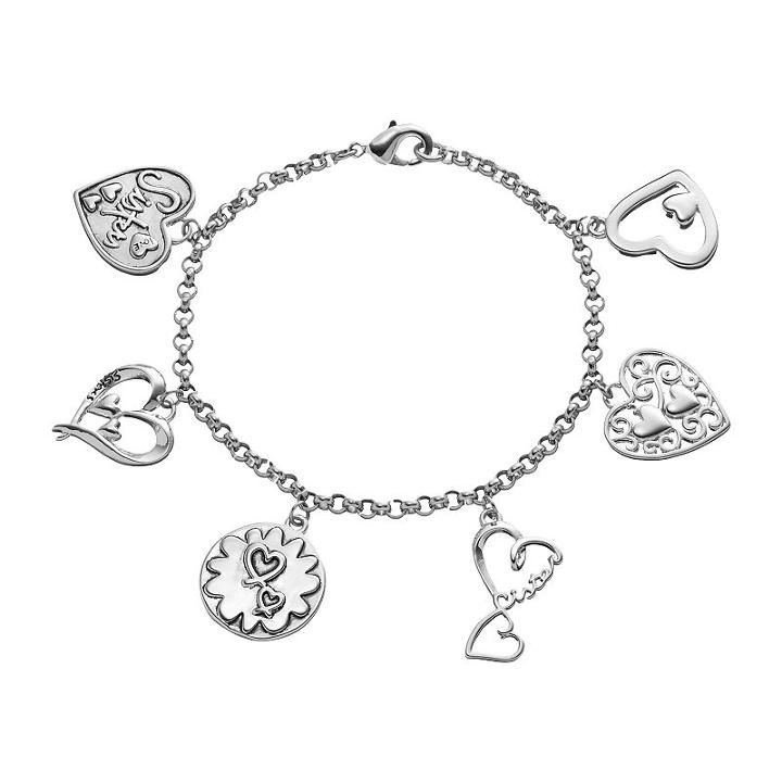 Love This Life Sisters Heart Charm Bracelet, Women's, Grey