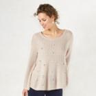 Women's Lc Lauren Conrad Boxy Scoopneck Sweater, Size: Medium, Silver