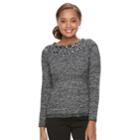 Petite Croft & Barrow Cable Trim Sweater, Women's, Size: L Petite, Black