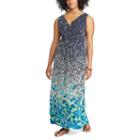 Plus Size Chaps Floral Empire Maxi Dress, Women's, Size: 16 W, Blue (navy)