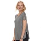 Juniors' Pink Rose Crisscross Short Sleeve Top, Teens, Size: Small, Grey Other