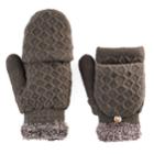 Sonoma Goods For Life&trade; Women's Solid Woven Convertible Flip-top Mittens, Grey (charcoal)