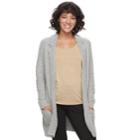 Juniors' Candie's&reg; Chenille Long Cardigan, Teens, Size: Small, Gray Shine