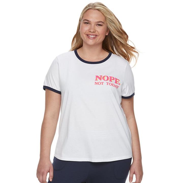 Juniors' Plus Size So&reg; Beach Squad Ringer Tee, Size: 2xl, White