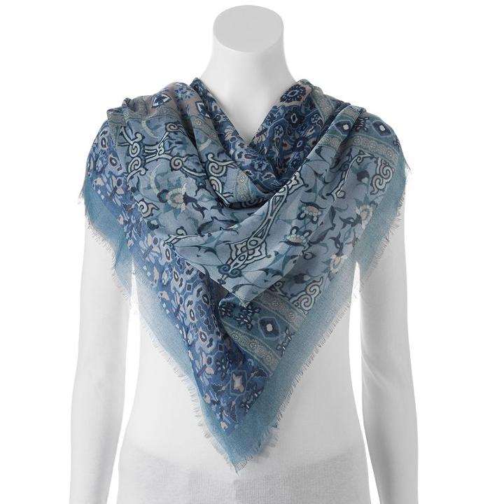 Lc Lauren Conrad Opulent Passport Square Scarf, Women's, Light Blue